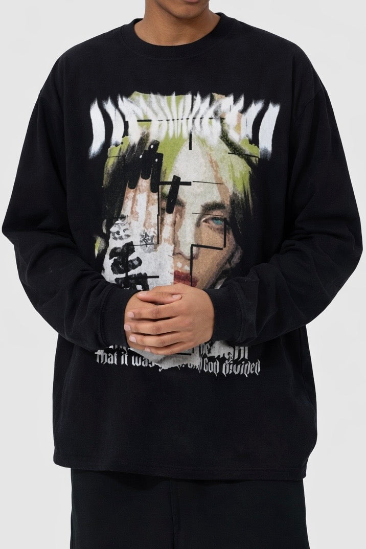 Distorted Face L/S Tee – Ninety-nine
