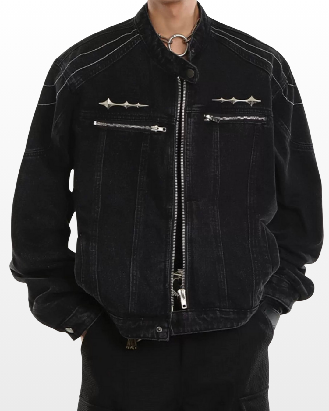 Zip Detail Denim Jacket – Ninety-nine Zip Detail Denim Jacket – Ninety-nine
