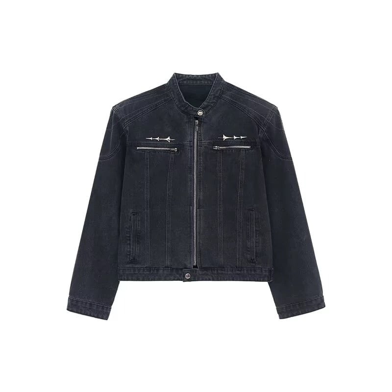 【一部即納】Silver batch denim jacket