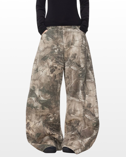 Camo Print Wide Denim
