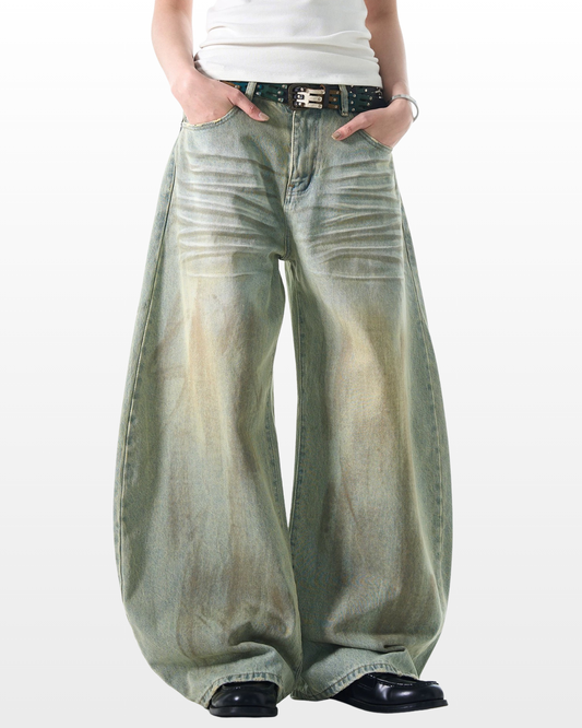 Washed Wide Denim Pants