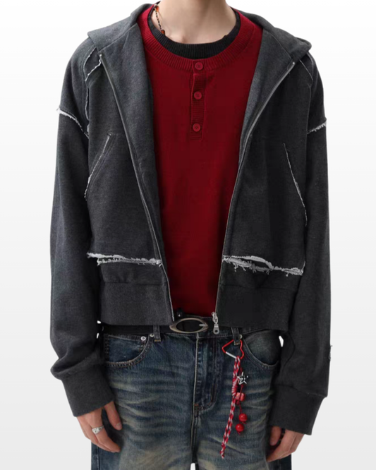 Street Cut Off Zip Hoodie