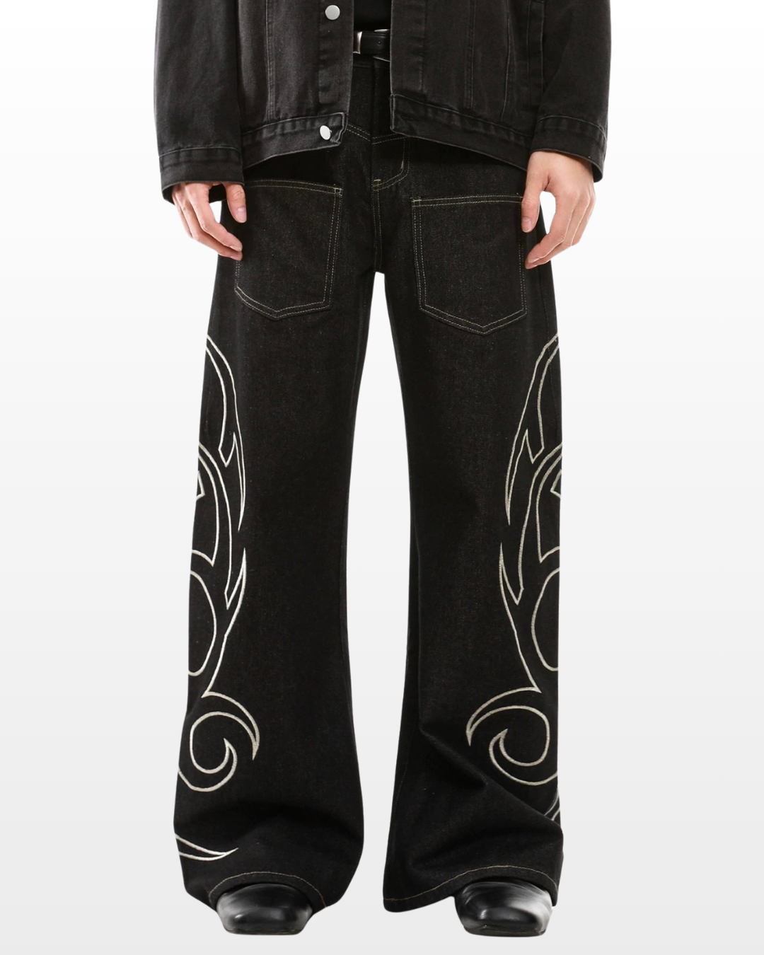Tribal Stitch Baggy Jeans – Ninety-nine