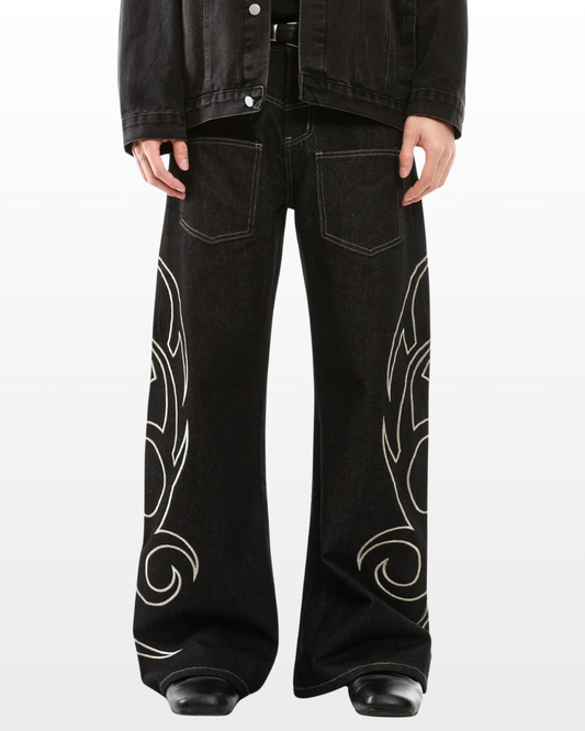 Tribal Stitch Baggy Jeans