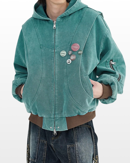 Aqua green Zip Hoodie