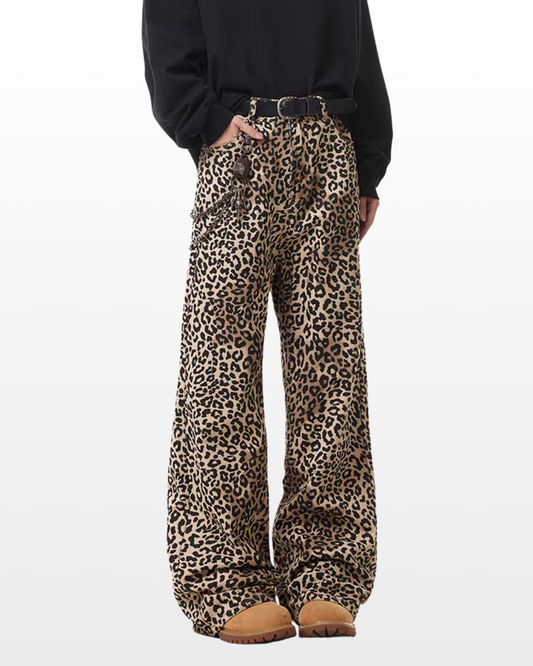 Leopard Print Loose Fit Pants