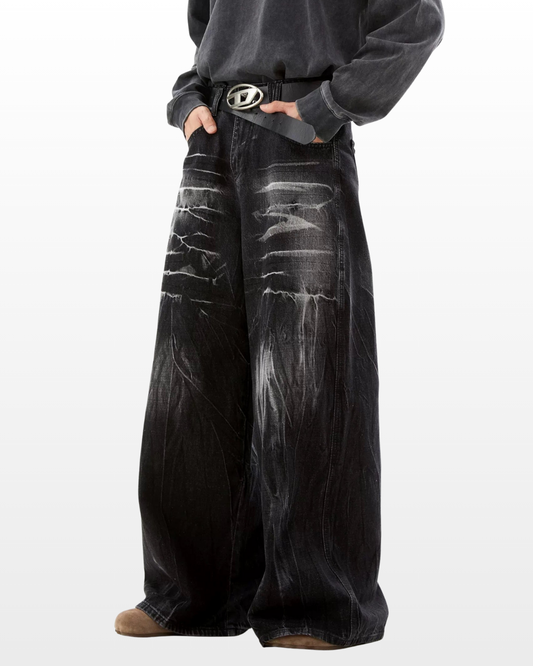 Lightning pattern lazy denim