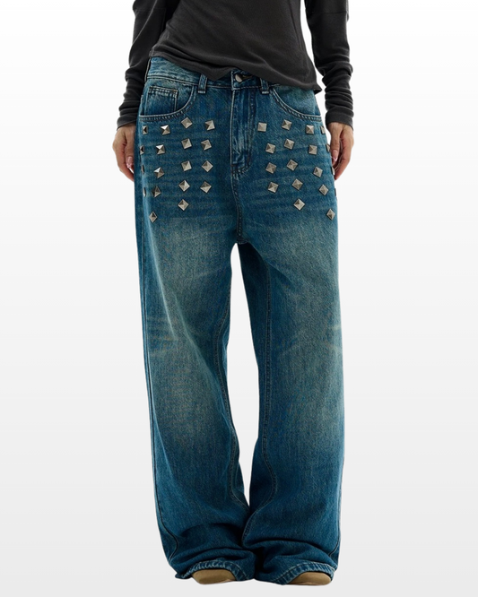 Studded Loose Denim Pants