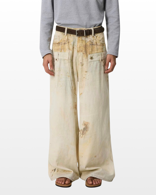 Vintage Paint Wide Denim Pants