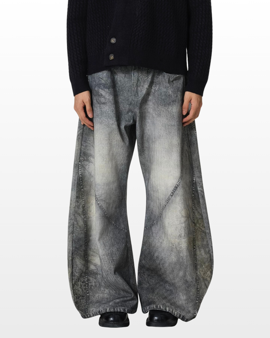 Vintage Wash Wide Denim Pants