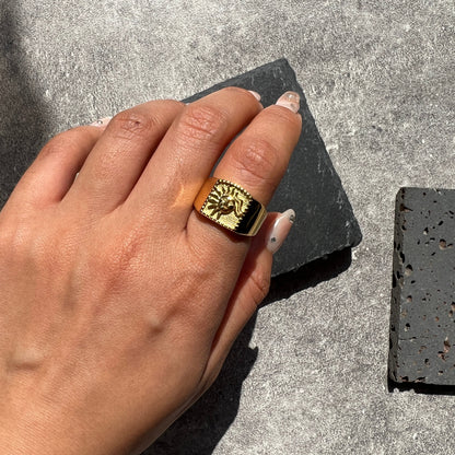 Gold sun vibe ring