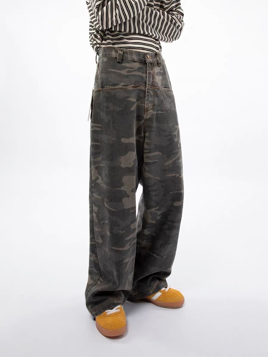 【即納】Double waist camouflage Bottoms