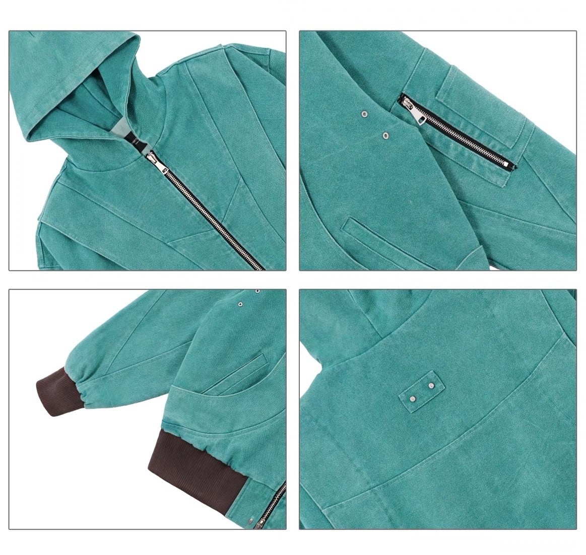 【即納】Aqua blue hooded zipper jacket