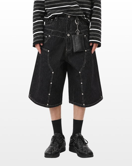 Double Waist Denim Shorts