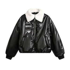 Flight fakeleather jacket 2colors