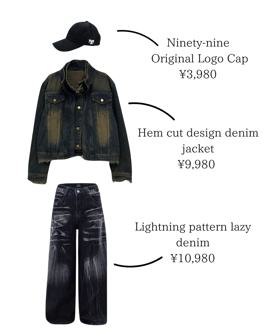 Hem cut design denim jacket