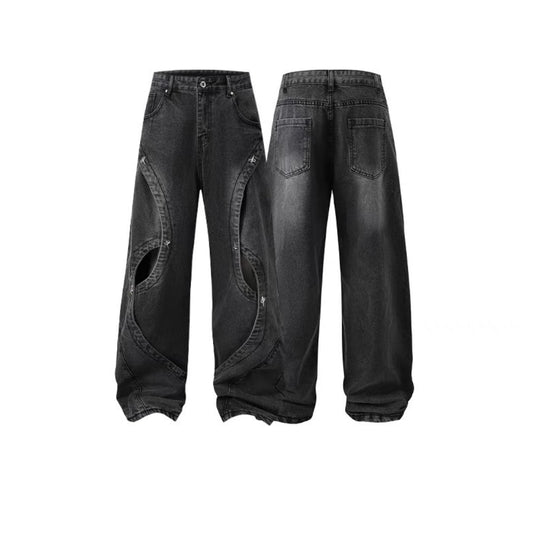 Deconsructed stitching denim