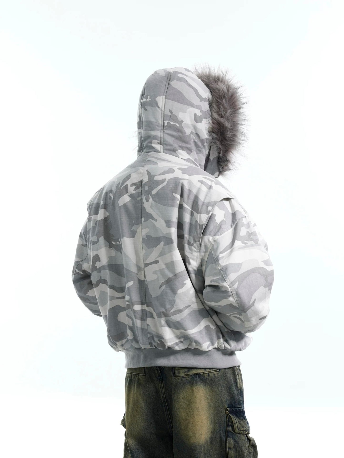 Gray far hood jacket