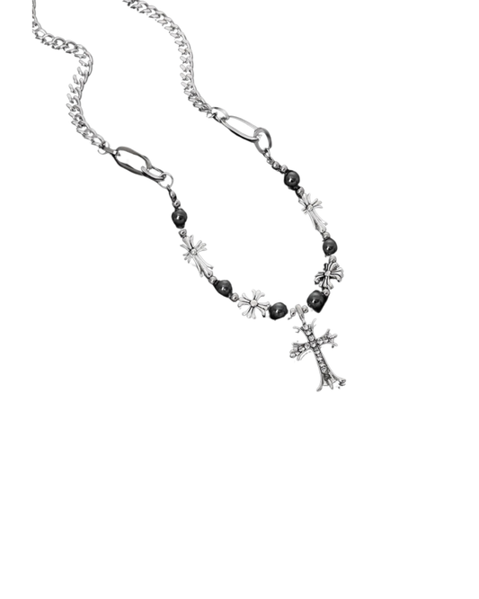 Gothic Cross Bead Necklace