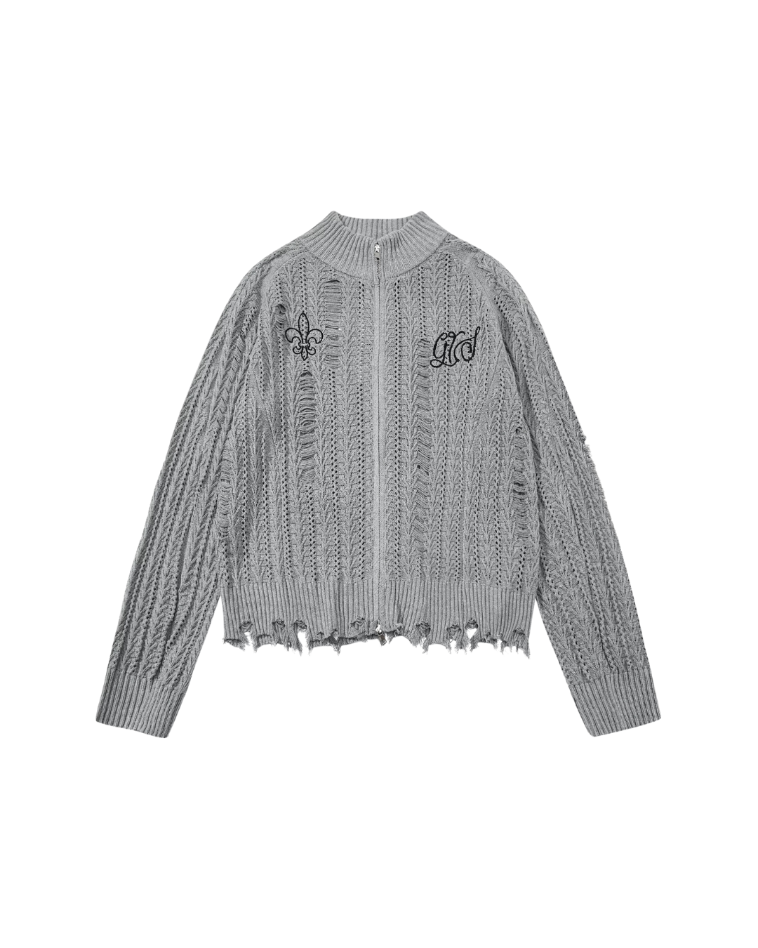 Destroyed Zip Knit Sweater – Ninety-nine