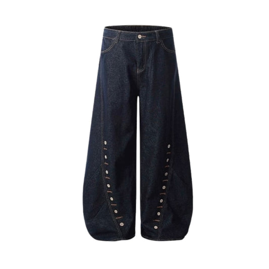 【一部即納】Buttoned Wide-Leg Jeans