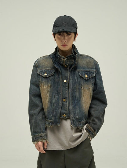 Hem cut design denim jacket