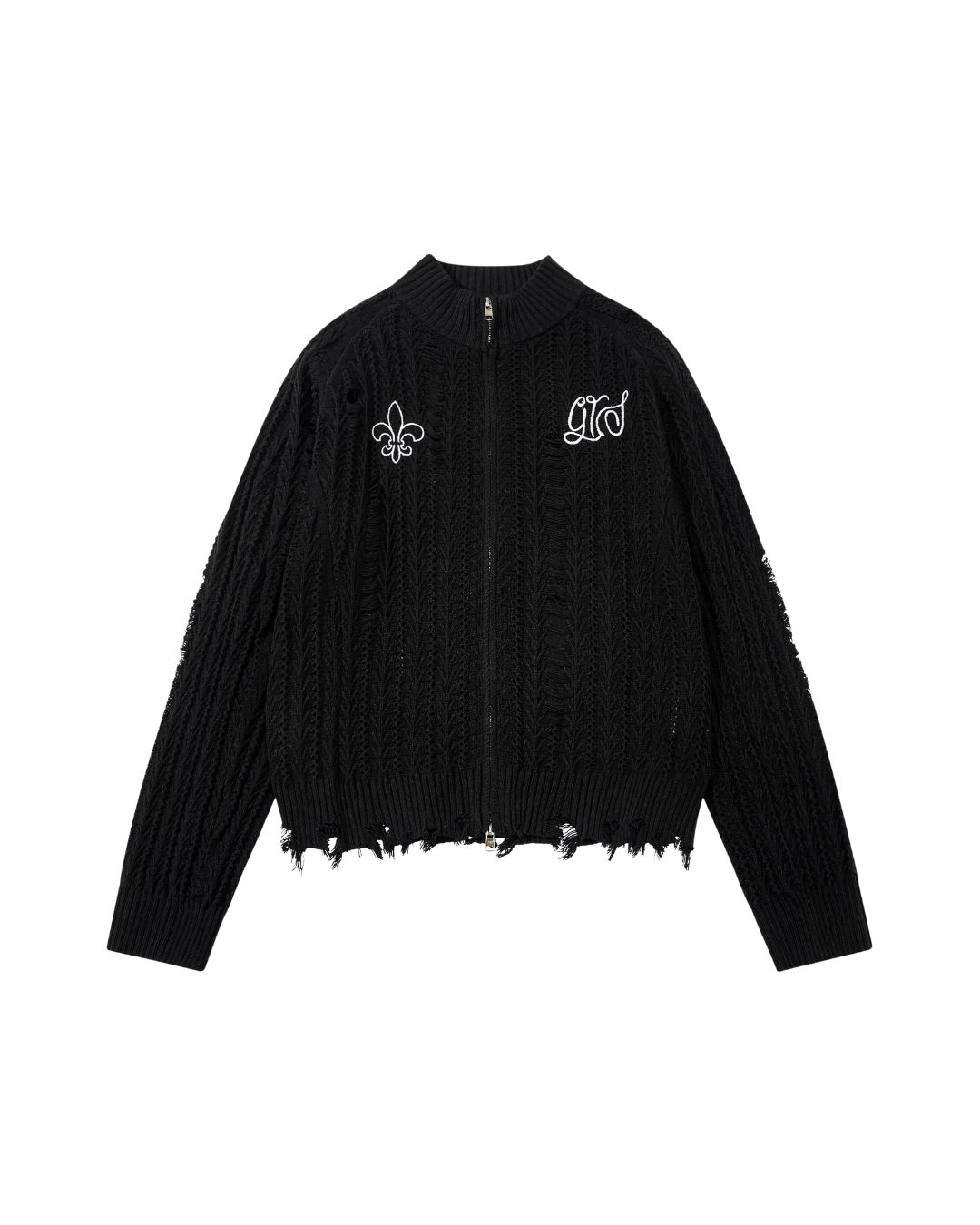 Destroyed Zip Knit Sweater – Ninety-nine