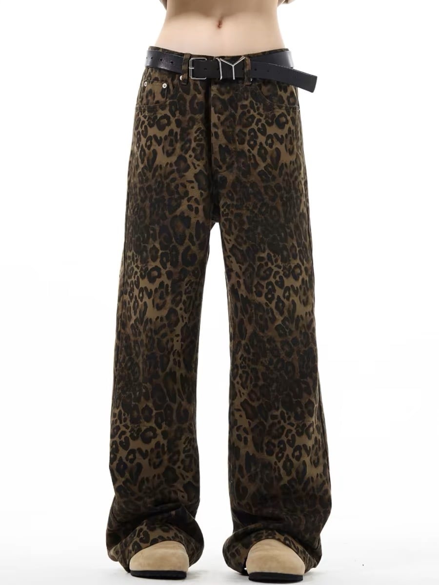 Leopard print denim