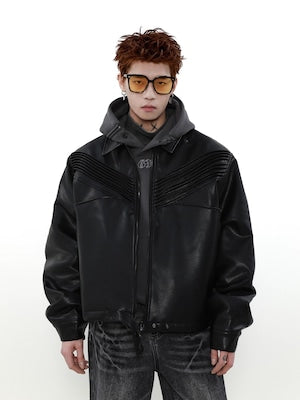 Black Line Leather Jacket