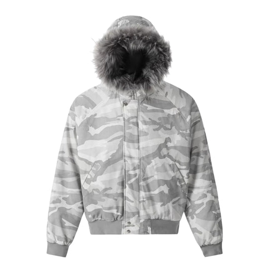 Gray far hood jacket