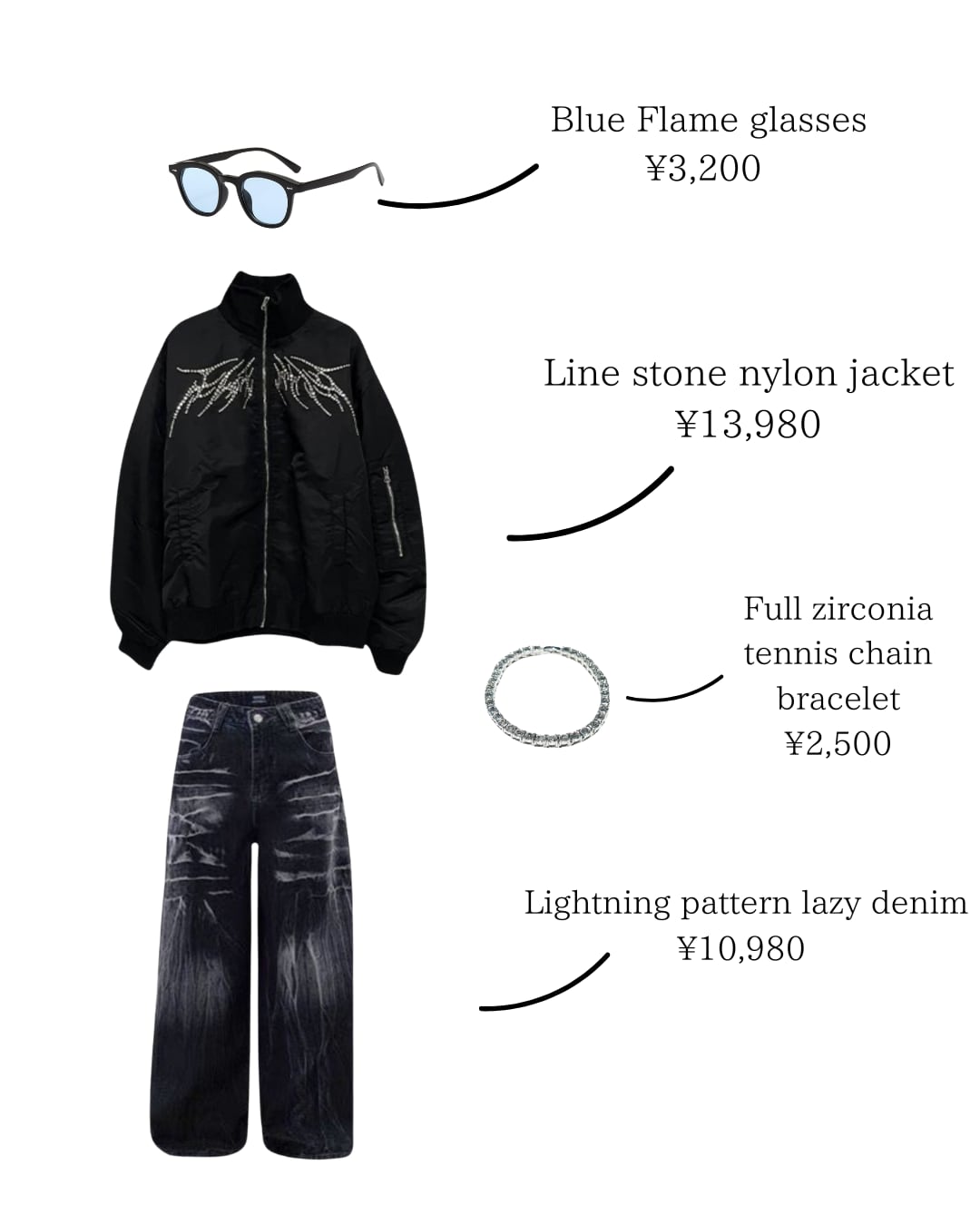 【即納】Line stone nylon jacket