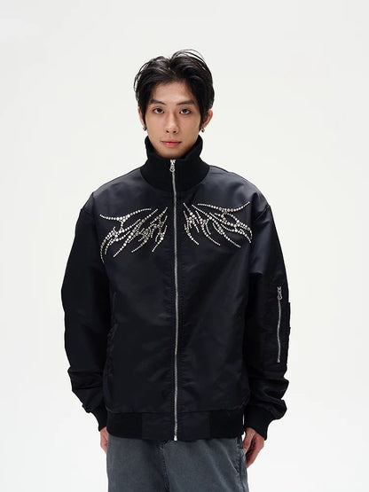 【即納】Line stone nylon jacket