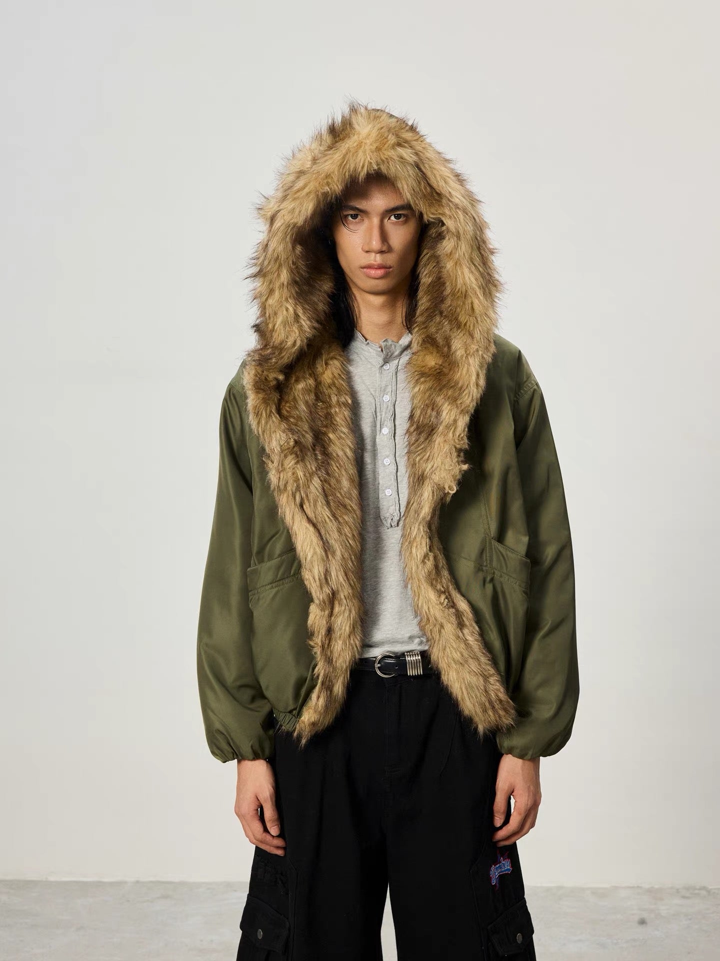 Oversized Fur Collar Jacket – Ninety-nine