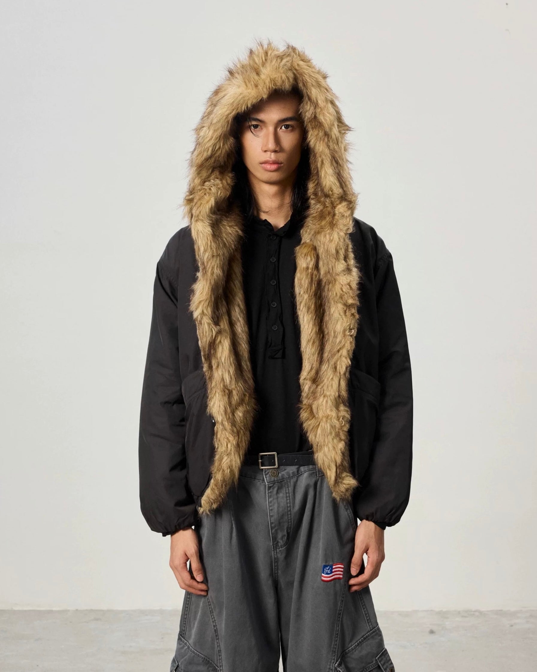 Oversized Fur Collar Jacket – Ninety-nine