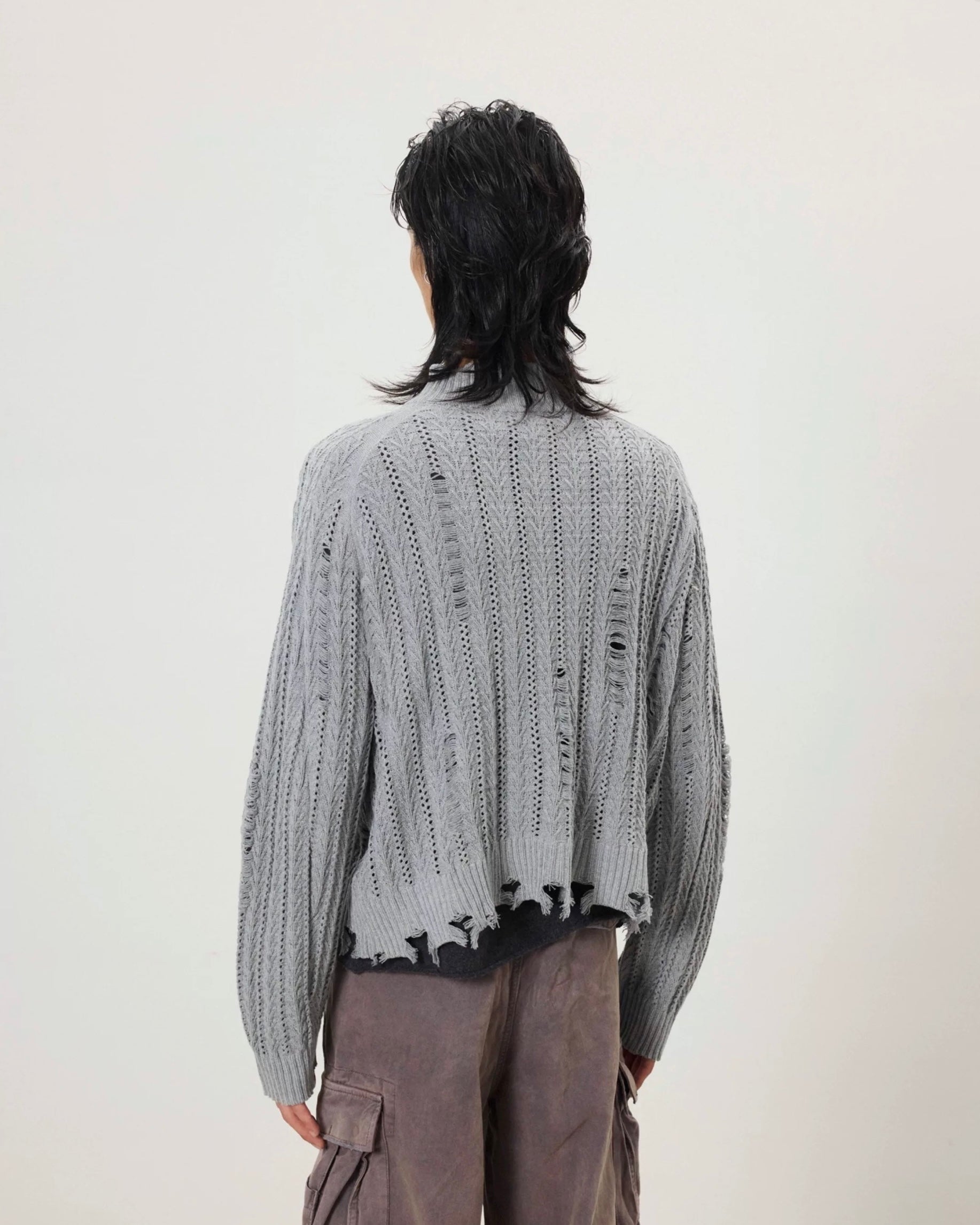 Destroyed Zip Knit Sweater – Ninety-nine