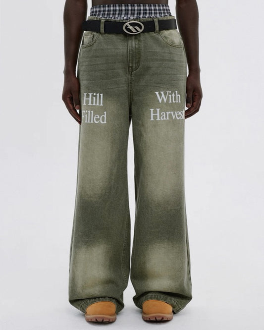 Harvest Lettering Straight Denim