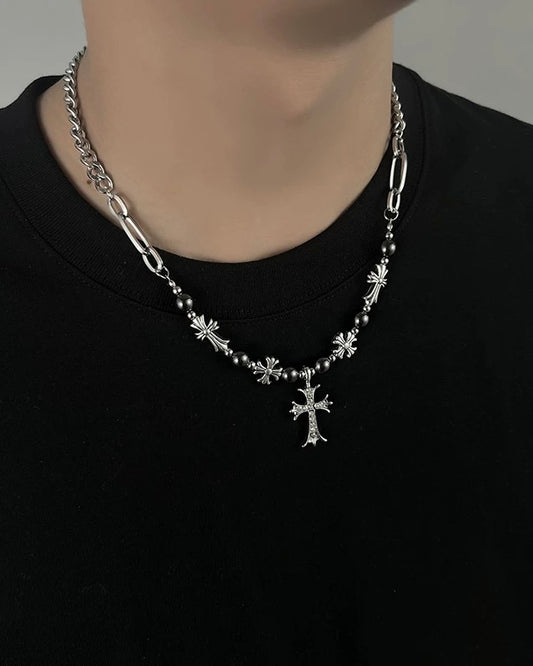 Gothic Cross Bead Necklace