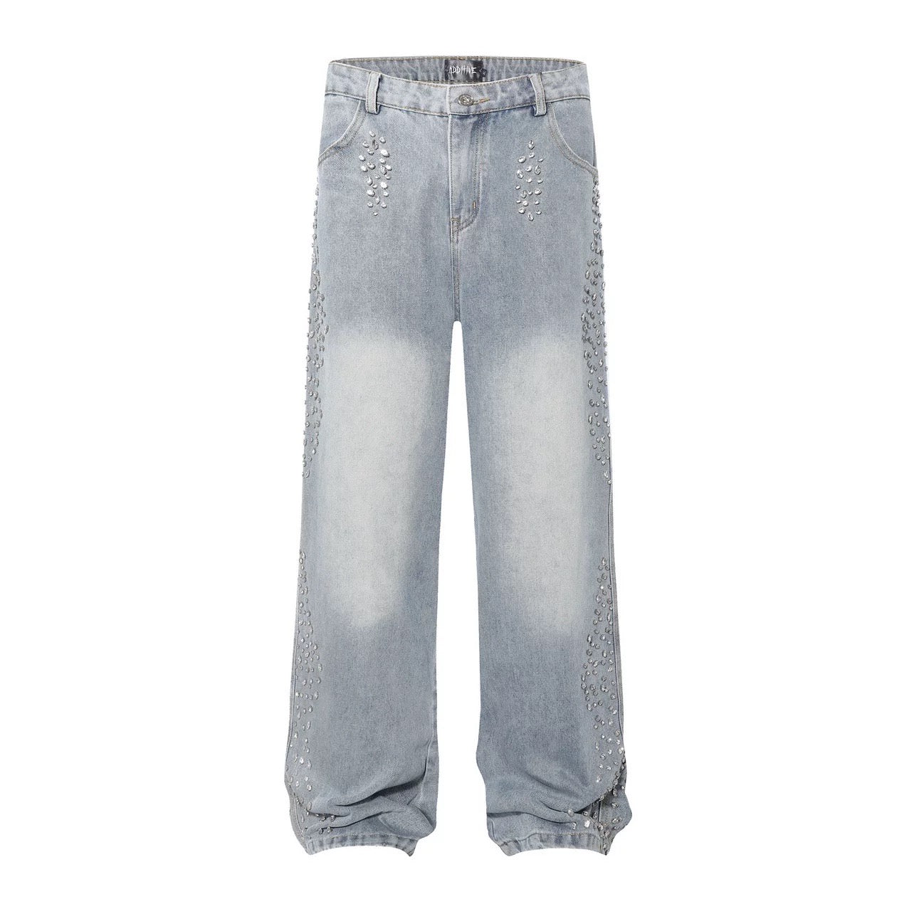 【即納】Crystal Embellished Blue Jeans