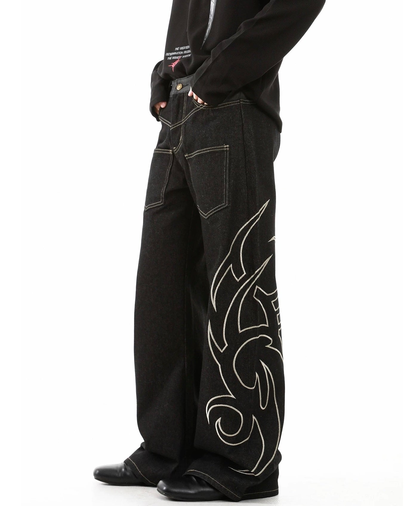 Tribal Stitch Baggy Jeans – Ninety-nine