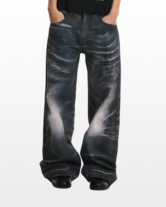 Leopard Fade Wide Denim