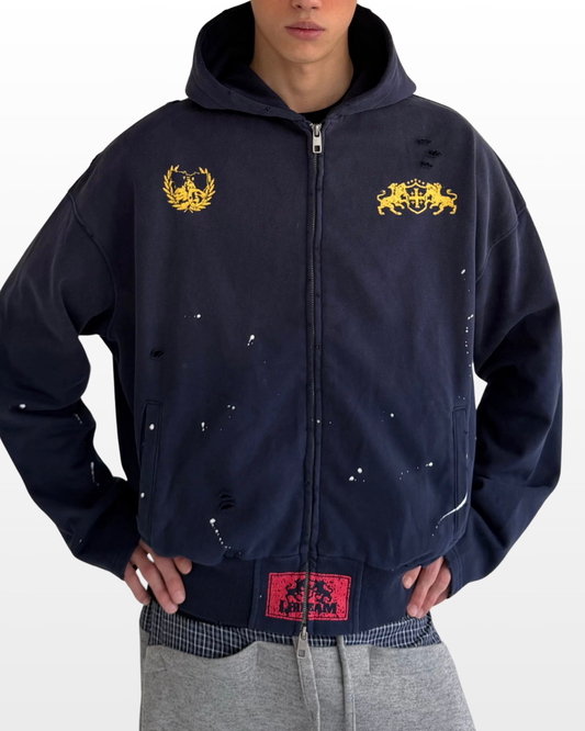 Washed Crest Zip Hoodie