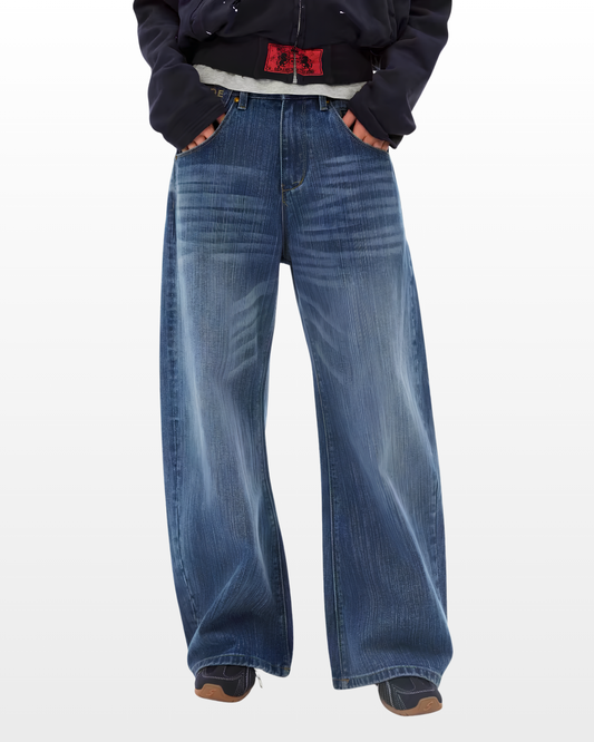 Vintage Embroidery Wide Jeans