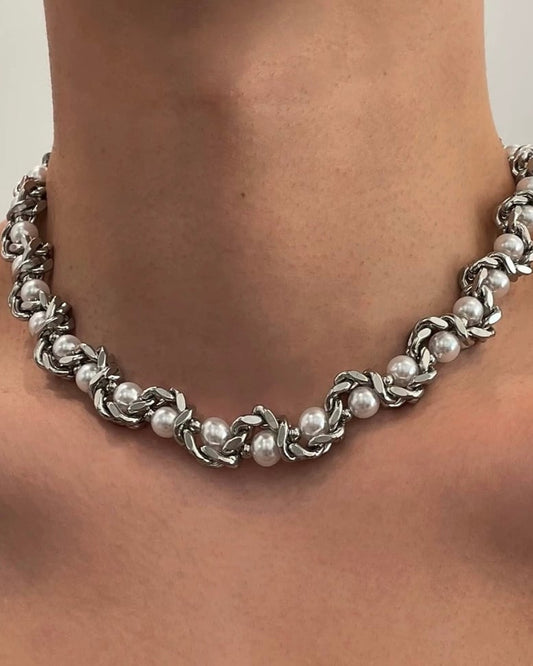 Pearl mix chain necklace