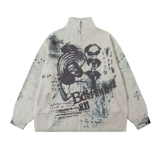 Graffiti zip knit