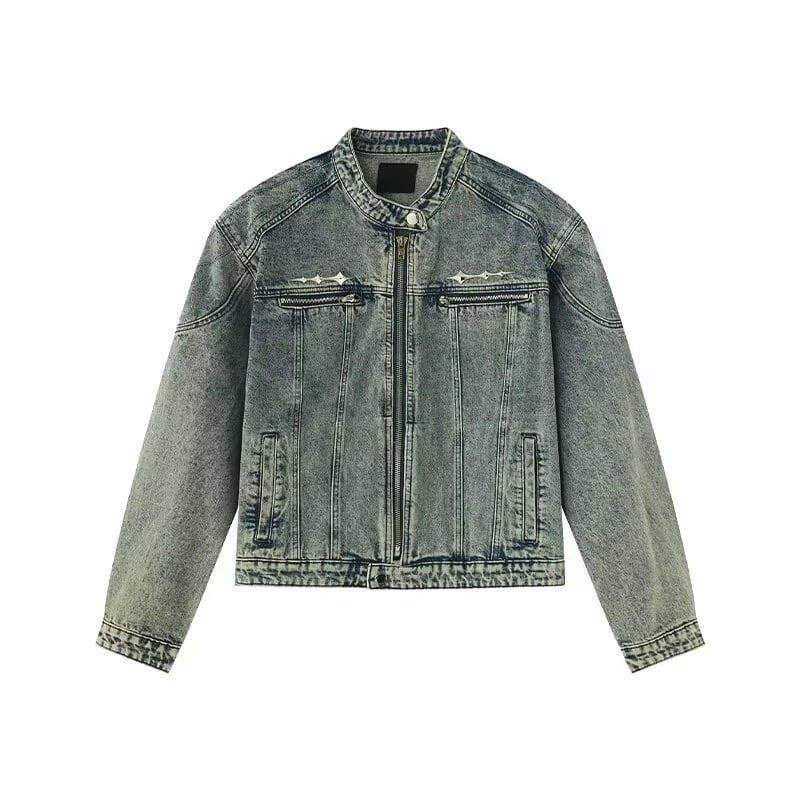 Silver batch denim jacket