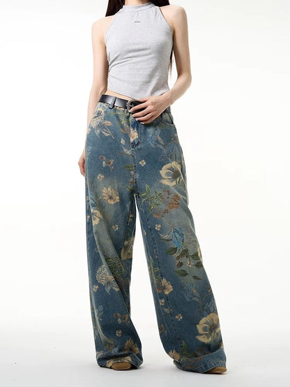 floral embroidery denim