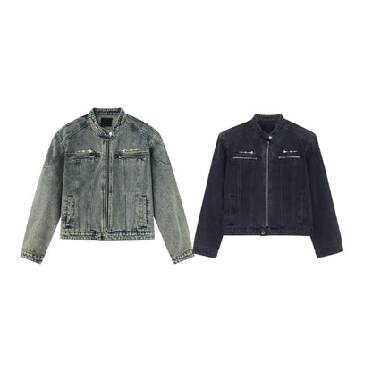 【一部即納】Silver batch denim jacket