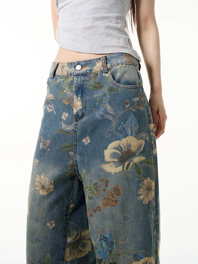 floral embroidery denim