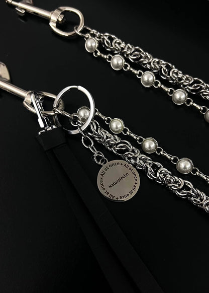 Silver Pearl Wallet Chain