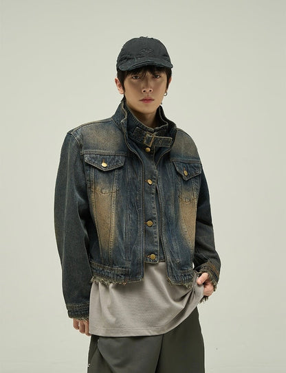 Hem cut design denim jacket